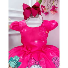 Vestido Infantil Pink Florido C/ Broches de Laçinhos