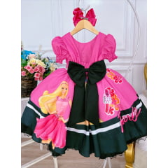 Vestido Infantil Princesa Rosa Chiclete Com Cinto