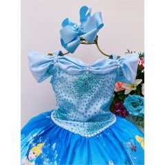 Vestido Infantil Princesa Cinderela Glitter Luxo Festa
