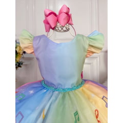 Vestido Infantil Princesa Festa Colorido Strass