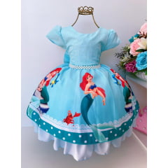 Vestido Infantil Princesa Sereia Ariel e Amigos C/ Pérolas Sku: 1186RR  Categoria: BAILA NINA 4 ao