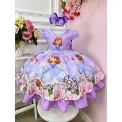 Vestido Infantil Princesa Sôfia C/ Cinto de Pérolas Festas