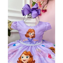 Vestido Infantil Princesa Sôfia C/ Cinto de Pérolas Festas