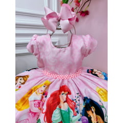Vestido Infantil Princesas Florido Pérolas Rosa Festas