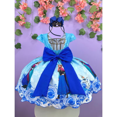 Vestido Infantil Princesas Frozen Anna Elsa Olaf Festas