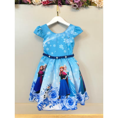 Vestido Infantil Princesas Frozen Anna Elsa Olaf Festas