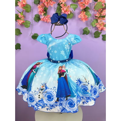 Vestido Infantil Princesas Frozen Anna Elsa Olaf Festas