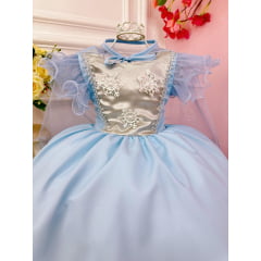 Vestido Infantil Princesas Frozen Elsa e Anna C/ Capa