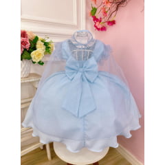 Vestido Infantil Princesas Frozen Elsa e Anna C/ Capa