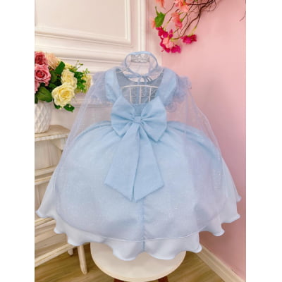 Vestido Infantil Princesas Frozen Elsa e Anna C/ Capa