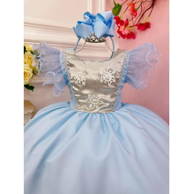Vestido Infantil Princesas Frozen Elsa e Anna C/ Capa