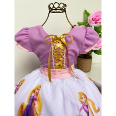 Vestido Infantil Rapunzel Lilás Luxo Princesas Festas