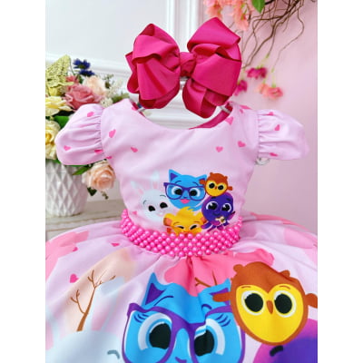 Vestido Infantil Rosa Bolofofos C/ Cinto de Pérolas Festas