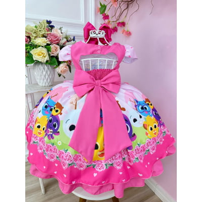Vestido Infantil Rosa Bolofofos C/ Cinto de Pérolas Festas