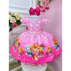 Vestido Infantil Rosa da Patrulha Canina Sky Festas