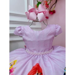 Vestido Infantil Rosa das Princesas Busto C/ Strass Luxo