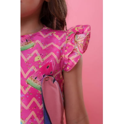 Vestido Infantil Rosa Lilo e Stitch Luxo Festas