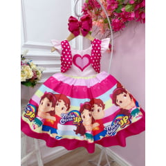 Vestido Infantil Rosa Pink Coração Luxo