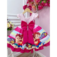 Vestido Infantil Rosa Pink Coração Luxo