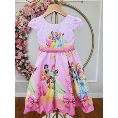 Vestido Infantil Rosa Princesas Festas e Luxo