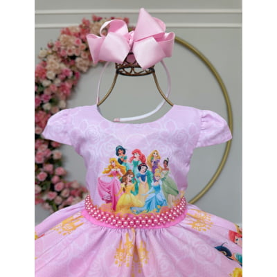 Vestido Infantil Rosa Princesas Festas e Luxo