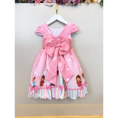 Vestido Infantil Três Palavrinhas C/ Cinto de Pérolas Rosa