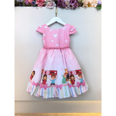 Vestido Infantil Três Palavrinhas C/ Cinto de Pérolas Rosa