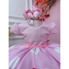 Vestido Infantil Três Palavrinhas Rosa C/ Cinto de Pérolas