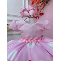 Vestido Infantil Três Palavrinhas Rosa C/ Cinto de Pérolas