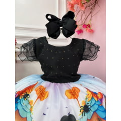 Vestido Infantil Halloween Preto Busto Strass