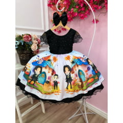 Vestido Infantil Halloween Preto Busto Strass