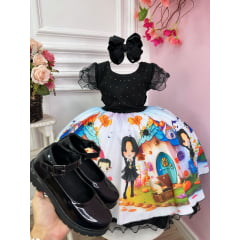 Vestido Infantil Halloween Preto Busto Strass