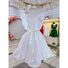 Vestido Infantil Branco Luxo Com Pérolas Festas Daminhas