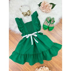 Vestido Infantil Verde Luxo Com Pérolas Festas Daminhas