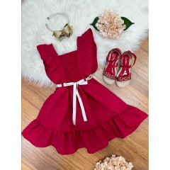 Vestido Infantil Vermelho Luxo Com Pérolas Festas Daminhas