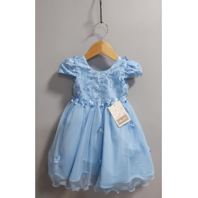 Vestido Infantil Azul C/ Renda Jardim Encantado Festas Vestido Infantil Azul C/ Renda Jardim Encantado Festas