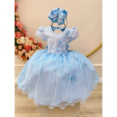 Vestido Infantil Azul Claro Jardim Encantado Daminha Festas