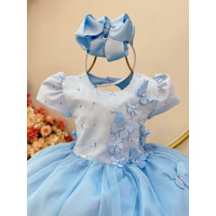 Vestido Infantil Azul Claro Jardim Encantado Daminha Festas