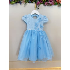 Vestido Infantil Azul Claro Jardim Encantado Daminha Festas