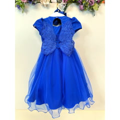 Vestido Infantil Azul Royal Jardim Encantado C/ Renda Festas