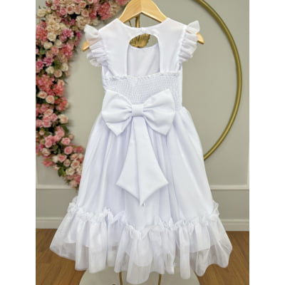 Vestido Infantil Branco Jardim Encantado c/Apliques Festas