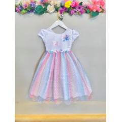 Vestido Infantil Branco Jardim Encantado Chuva de Amor Arco Iris