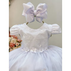 Vestido Infantil Branco Jardim Encantado Festa C/ Renda Luxo