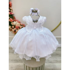 Vestido Infantil Branco Jardim Encantado Festa C/ Renda Luxo