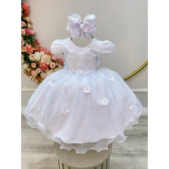 Vestido Infantil Branco Jardim Encantado Festa C/ Renda Luxo