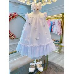 Vestido Infantil Branco Jardim Encantado Luxo