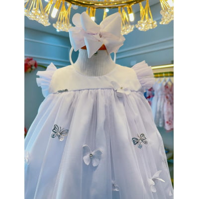Vestido Infantil Branco Jardim Encantado Luxo