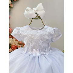 Vestido Infantil Branco Jardim Encantado Saia C/ Babados