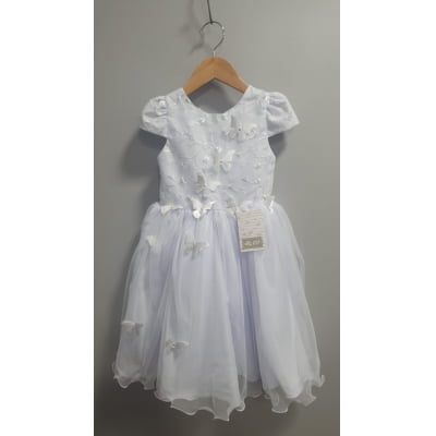 Vestido Infantil Branco Renda C/ Borboletas Daminhas Luxo Vestido Infantil Branco Renda C/ Borboletas Daminhas Luxo