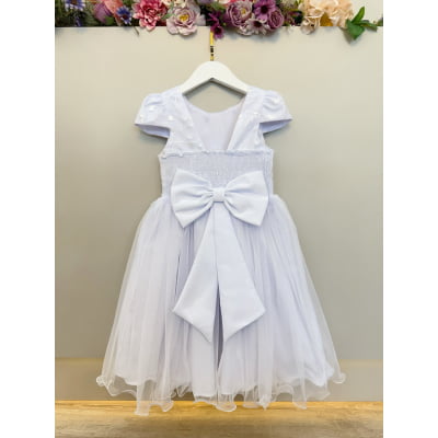Vestido Infantil Branco Renda C/ Borboletas Daminhas Luxo